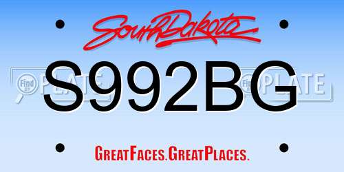 S992BG South Dakota License Plate