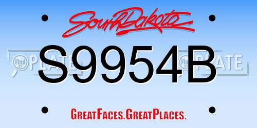S9954B South Dakota License Plate