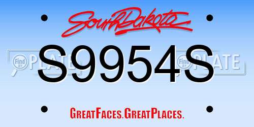 S9954S South Dakota License Plate