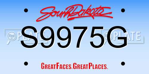 S9975G South Dakota License Plate
