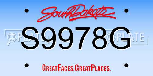 S9978G South Dakota License Plate