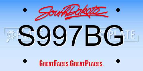 S997BG South Dakota License Plate