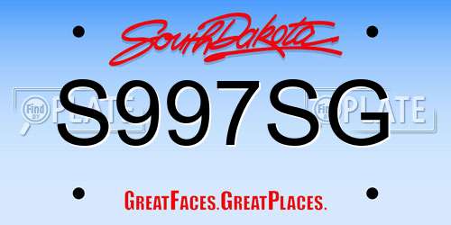 S997SG South Dakota License Plate