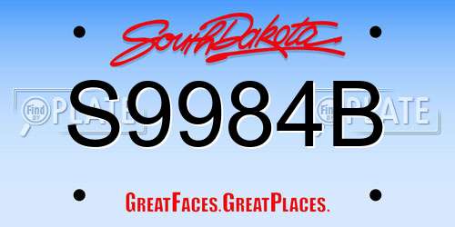 S9984B South Dakota License Plate