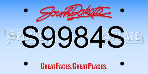 S9984S South Dakota License Plate
