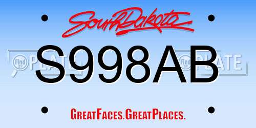 S998AB South Dakota License Plate
