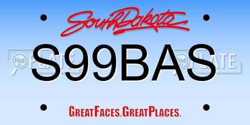 S99BAS South Dakota License Plate