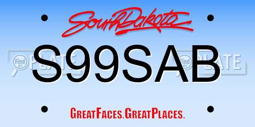 S99SAB South Dakota License Plate