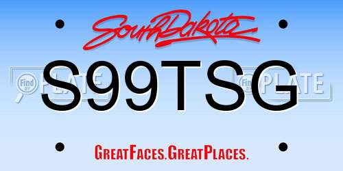 S99TSG South Dakota License Plate