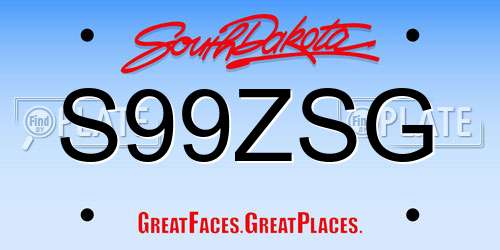 S99ZSG South Dakota License Plate