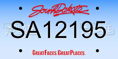 SA12195 South Dakota License Plate