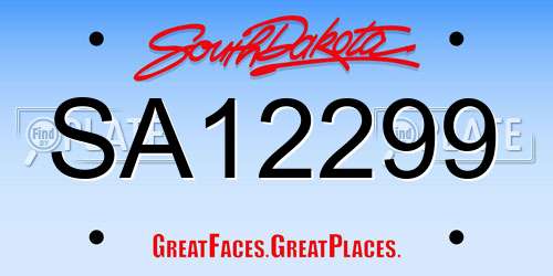 SA12299 South Dakota License Plate