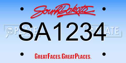 SA1234 South Dakota License Plate