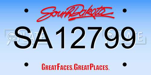 SA12799 South Dakota License Plate