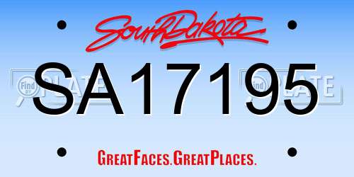 SA17195 South Dakota License Plate