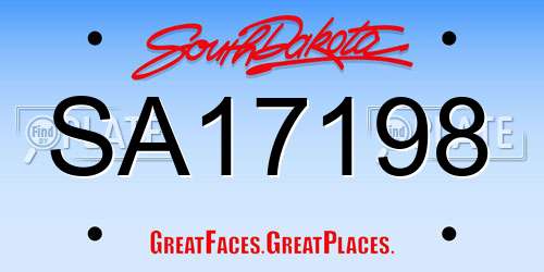 SA17198 South Dakota License Plate
