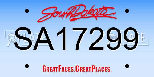 SA17299 South Dakota License Plate