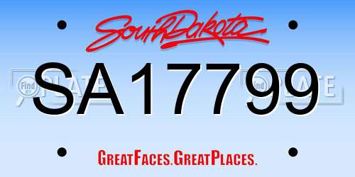 SA17799 South Dakota License Plate