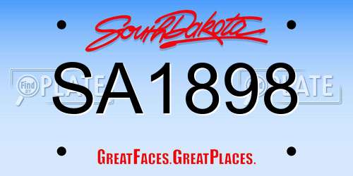 SA1898 South Dakota License Plate