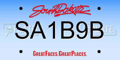 SA1B9B South Dakota License Plate