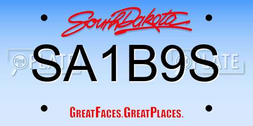 SA1B9S South Dakota License Plate