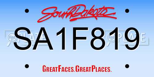 SA1F819 South Dakota License Plate