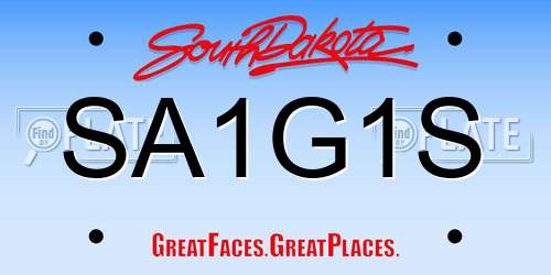 SA1G1S South Dakota License Plate