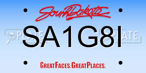 SA1G8I South Dakota License Plate