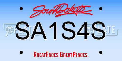 SA1S4S South Dakota License Plate