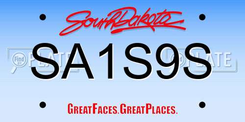 SA1S9S South Dakota License Plate