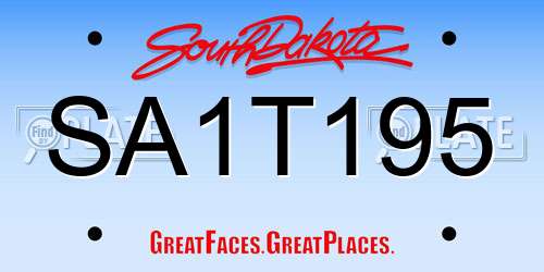 SA1T195 South Dakota License Plate