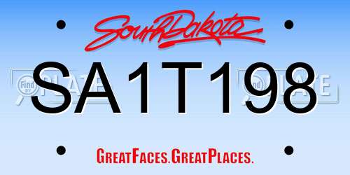 SA1T198 South Dakota License Plate