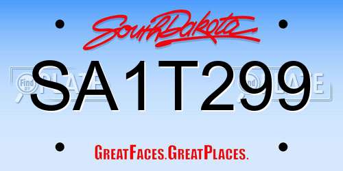 SA1T299 South Dakota License Plate
