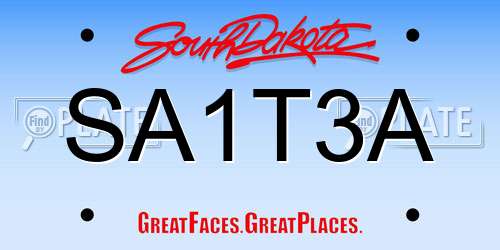SA1T3A South Dakota License Plate