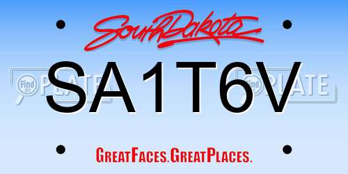 SA1T6V South Dakota License Plate