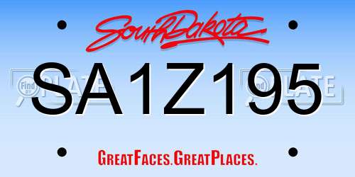 SA1Z195 South Dakota License Plate