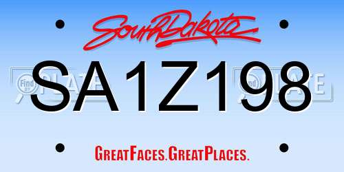 SA1Z198 South Dakota License Plate