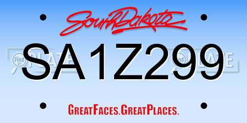 SA1Z299 South Dakota License Plate