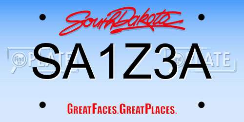 SA1Z3A South Dakota License Plate