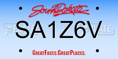 SA1Z6V South Dakota License Plate