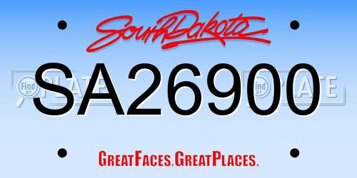 SA26900 South Dakota License Plate