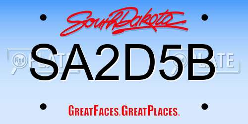 SA2D5B South Dakota License Plate