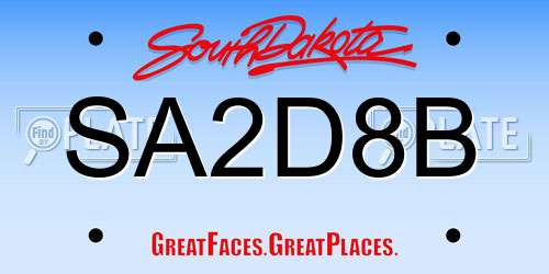 SA2D8B South Dakota License Plate