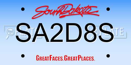 SA2D8S South Dakota License Plate