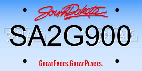 SA2G900 South Dakota License Plate