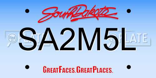 SA2M5L South Dakota License Plate