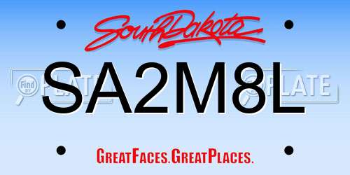 SA2M8L South Dakota License Plate