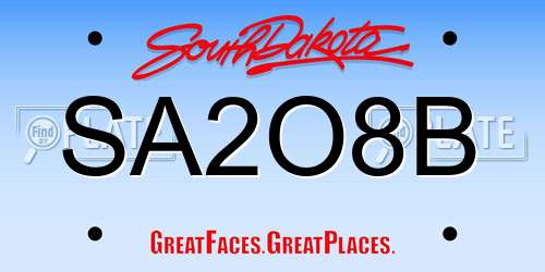 SA2O8B South Dakota License Plate