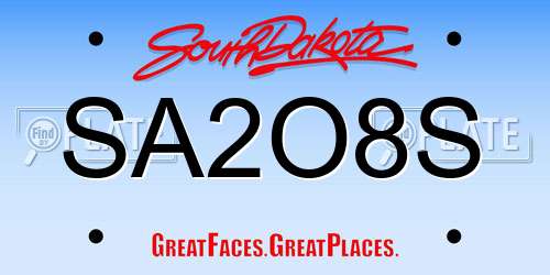 SA2O8S South Dakota License Plate