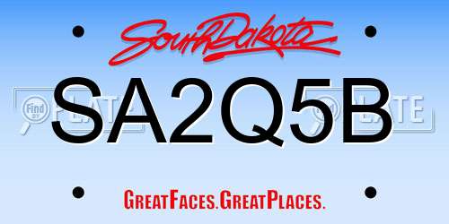 SA2Q5B South Dakota License Plate
